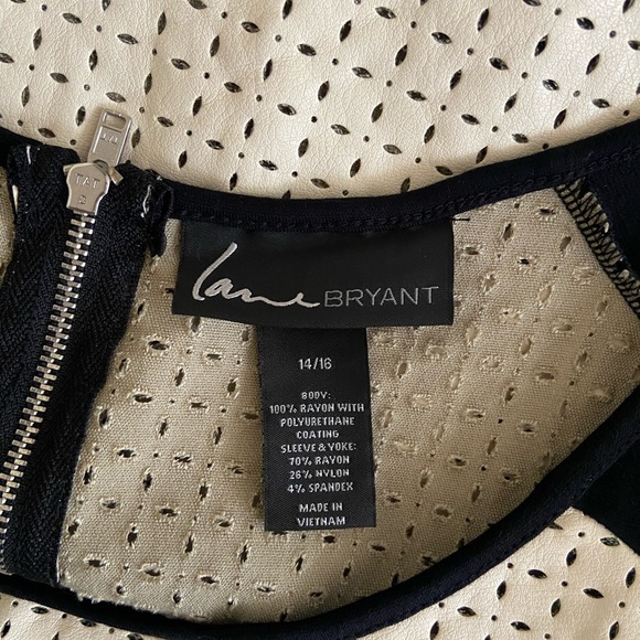 LANE BRYANT Black & Cream Faux Leather Top Size 14/16 - Picture 8 of 10